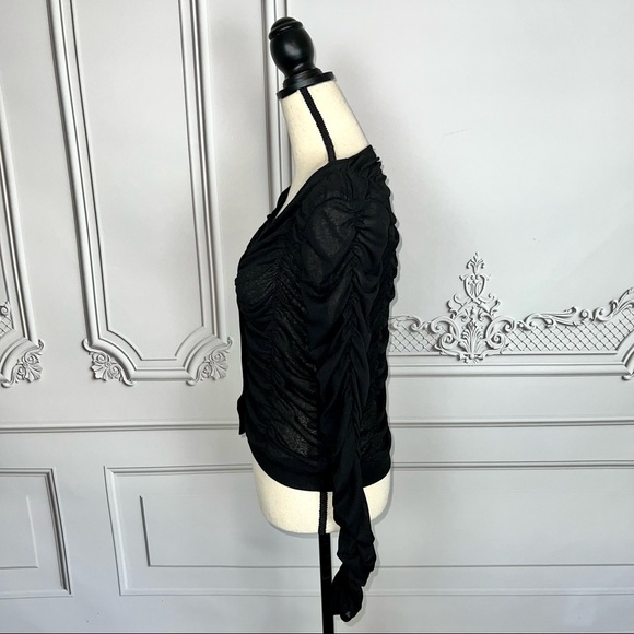 BCBGeneration Black Ruched Button Up Top | Size M - Picture 10 of 14